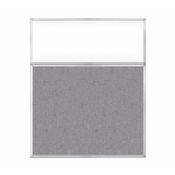 Hush Panel Configurable Cubicle Partition 5' x 6' W/ Window Cloud Gray Fabric Clear Window